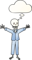 dessin animé squelette portant pyjamas avec pensée bulle dans lisse pente style png