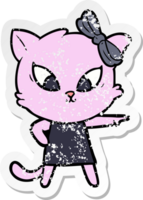 distressed sticker of a cartoon cat png