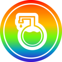 chemisch flacon circulaire icoon met regenboog helling af hebben png