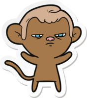 sticker of a cartoon annoyed monkey png