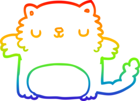 rainbow gradient line drawing of a cartoon cat png