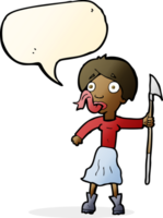 cartoon woman with spear sticking out tongue with speech bubble png