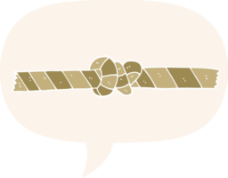 cartoon knotted rope with speech bubble in retro style png