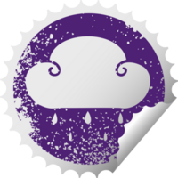 distressed circular peeling sticker quirky symbol rain cloud png