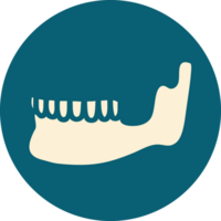 iconic tattoo style image of a skeleton jaw png