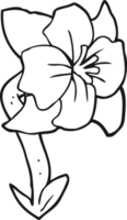 hand drawn black and white cartoon flower png