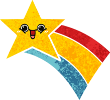 retro illustration style cartoon of a shooting rainbow star png
