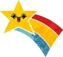 retro illustratie stijl tekenfilm van een het schieten regenboog ster png