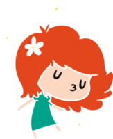 cartoon illustration of a cute kawaii girl png