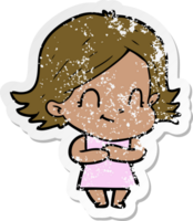 distressed sticker of a cartoon friendly girl png