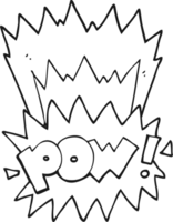 hand drawn black and white cartoon pow symbol png