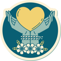 sticker of tattoo in traditional style of tied hands and a heart png