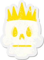 spooky skull wearing crown grunge sticker png