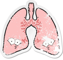 distressed sticker of a cartoon lungs png