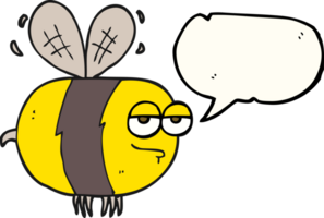 mano disegnato discorso bolla cartone animato infelice ape png