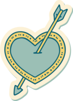 adesivo de tatuagem em estilo tradicional de uma flecha e coração png