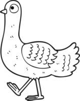 hand drawn black and white cartoon pigeon png