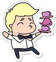 sticker cartoon illustration of a kawaii cute waiter png