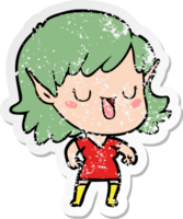 distressed sticker of a cartoon elf girl png