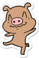 sticker of a cartoon drunk pig png