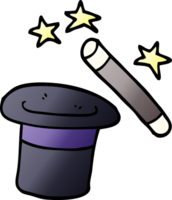 cartoon doodle magicians hat and wand png