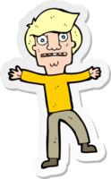 sticker of a cartoon boy panicking png