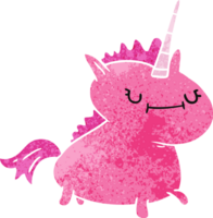 mano dibujado retro dibujos animados garabatear de un mágico unicornio png