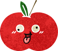 retro ilustración estilo dibujos animados de un rojo manzana png