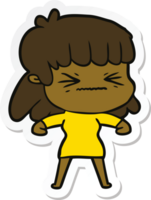 sticker of a cartoon angry girl png