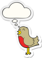 tecknad serie fågel med trodde bubbla som en tryckt klistermärke png