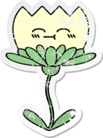 distressed sticker of a cute cartoon flower png