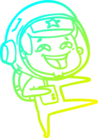 cold gradient line drawing of a cartoon laughing astronaut png