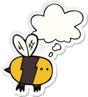 dessin animé abeille avec pensée bulle comme une imprimé autocollant png