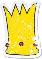 retro distressed sticker of a cartoon tall crown png