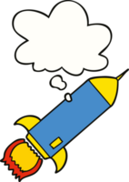 Cartoon-Rakete mit Gedankenblase png