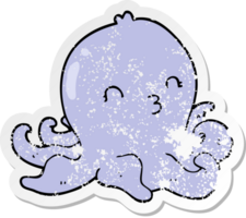 verontruste sticker van een cartoon-octopus png