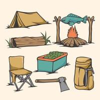 hand draw set element camping vector