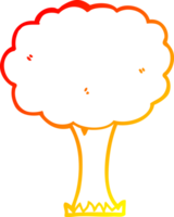 warm Gradient Linie Zeichnung von ein Karikatur Baum png