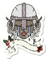 Retro Tattoo Style crying elf fighter character face png