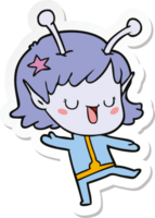 sticker of a happy alien girl cartoon png