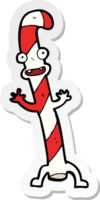 sticker of a cartoon dancing christmas candy cane png