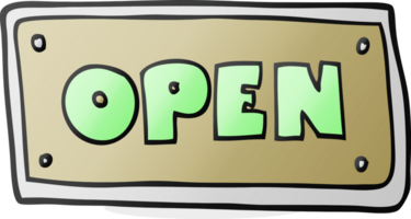 hand drawn cartoon open sign png