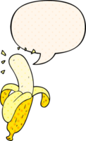 cartoon banana with speech bubble in comic book style png