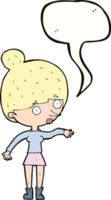 Cartoon überraschte Frau mit Sprechblase png
