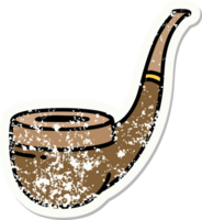 distressed sticker tattoo in traditional style of a smokers pipe png