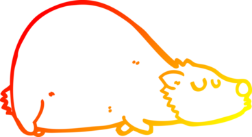 warm gradient line drawing of a cartoon bear png