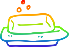 rainbow gradient line drawing of a cartoon soap and dish png