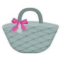 summer gray bag with wicker bow and tassel vector