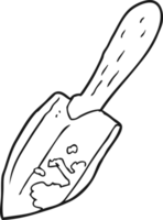 hand drawn black and white cartoon trowel png