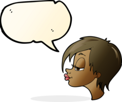 cartoon pretty woman with speech bubble png